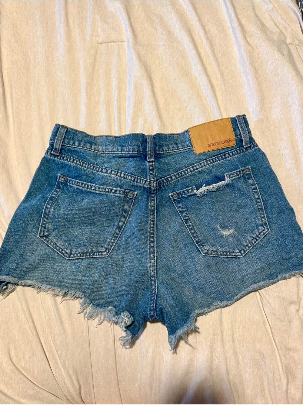 Sneak Peek Distressed Light Blue Ripped Denim Shorts - Picture 2 of 2